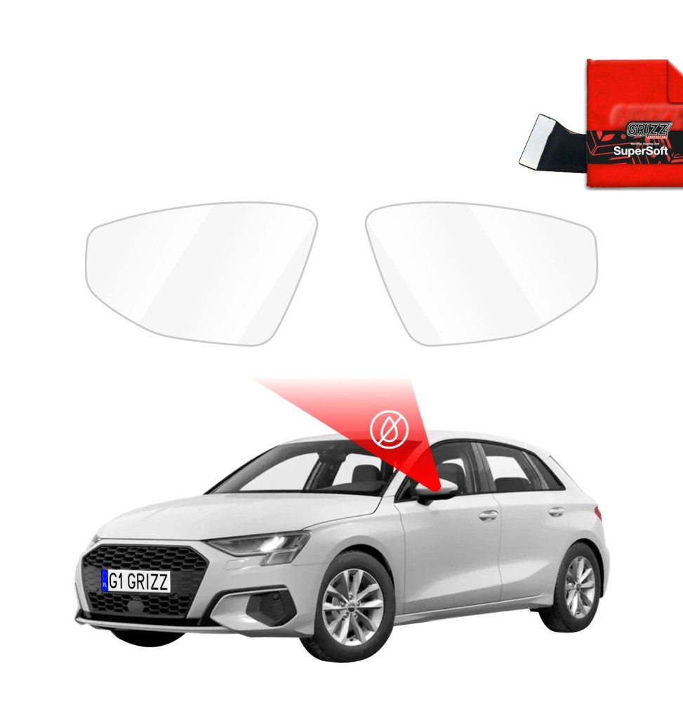 Hydrofil speilfolie Audi A3 (8Y) 2020 - 2024│ Folie mot regn for sidespeil – ZeroDrop Antidugg-folie
