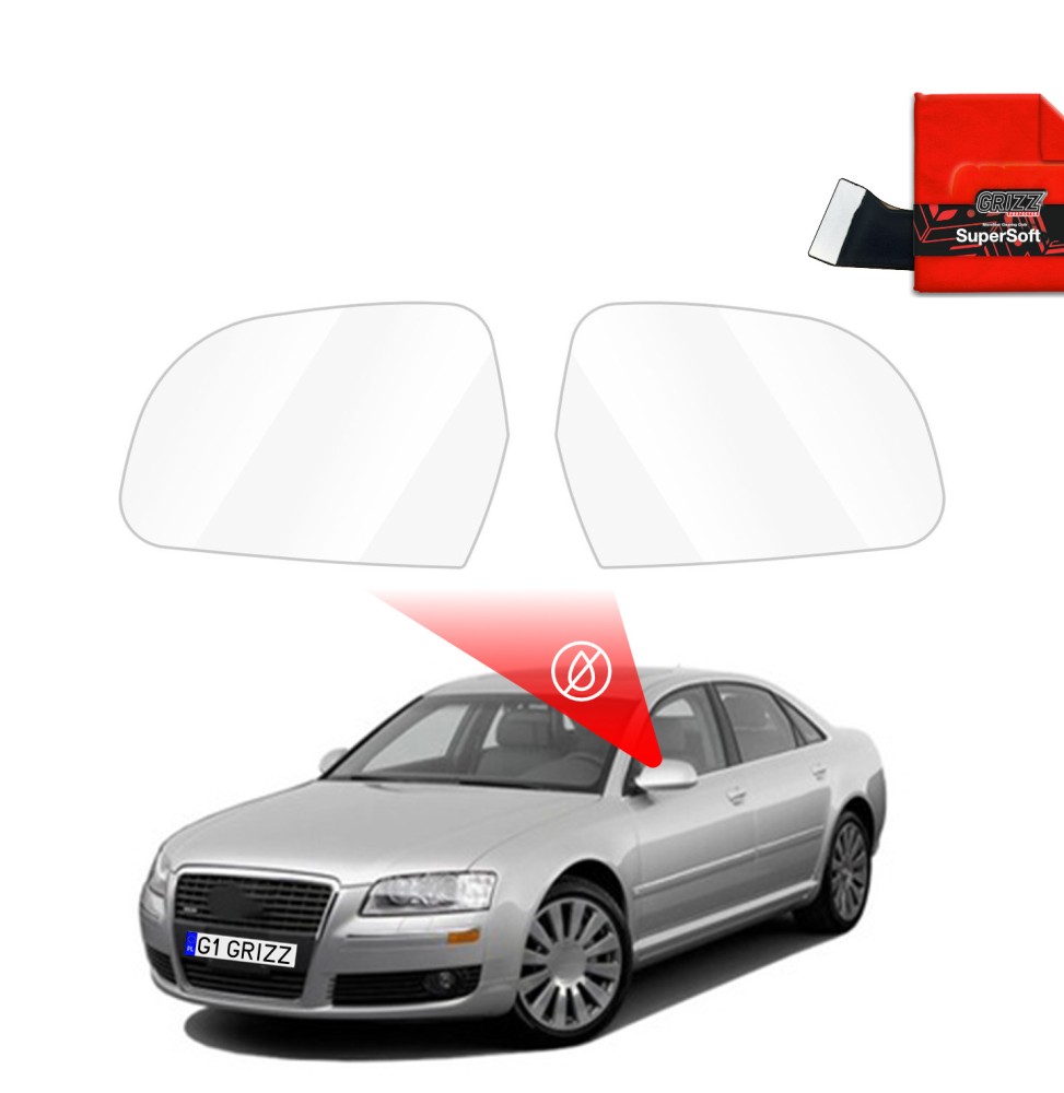 Hydrofil speilfolie Audi A8 D3 2002 - 2009 │ Folie mot regn for sidespeil – ZeroDrop Antidugg-folie