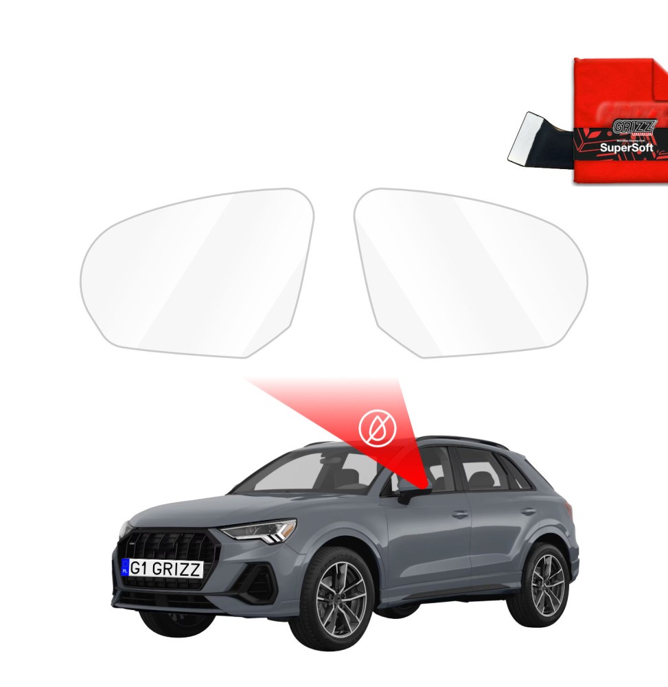 Hydrofil speilfolie Audi Q3 (F3) 2018 - 2025 │ Folie mot regn for sidespeil – ZeroDrop Antidugg-folie