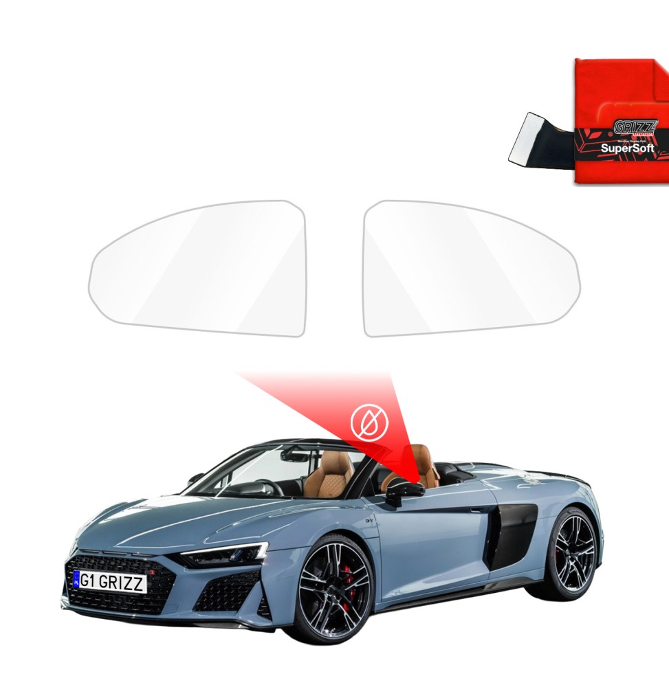 Hydrofil speilfolie Audi R8 Spyder 2018 - 2021 │ Folie mot regn for sidespeil – ZeroDrop Antidugg-folie