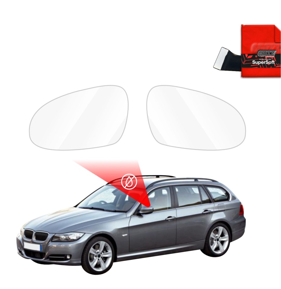 Hydrofil speilfolie BMW 3 (E91) LCI 2008 - 2012 │ Folie mot regn for sidespeil – ZeroDrop Antidugg-folie