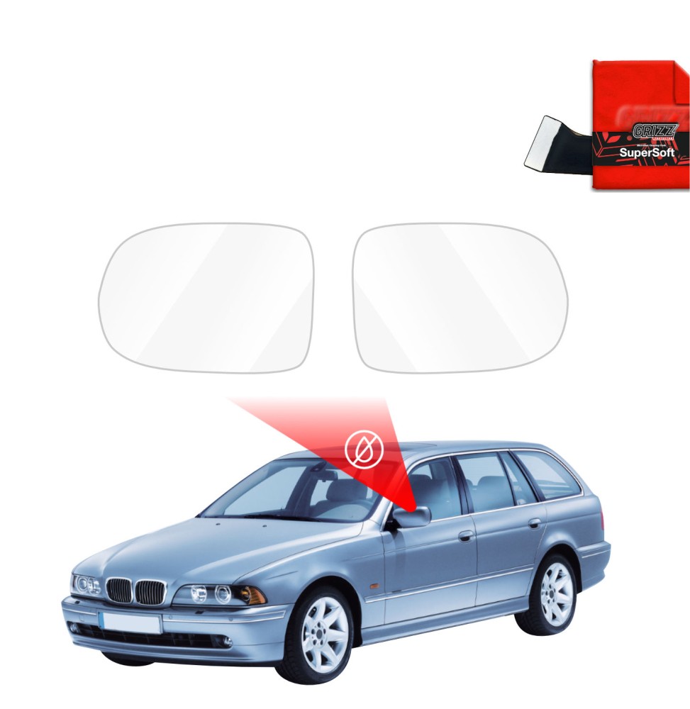 Hydrofil speilfolie BMW 5 (E39) 1995 - 2003 │ Folie mot regn for sidespeil – ZeroDrop Antidugg-folie
