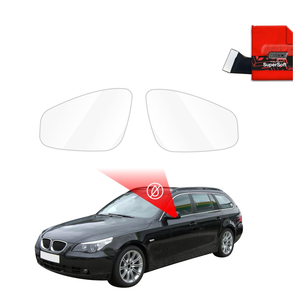 Hydrofil speilfolie BMW 5 (E61) 2003 - 2007 │ Folie mot regn for sidespeil – ZeroDrop Antidugg-folie