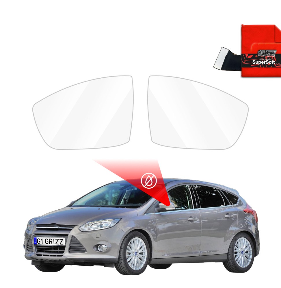 Hydrofil speilfolie Ford Focus III 2012 - 2018 │ Folie mot regn for sidespeil – ZeroDrop Antidugg-folie