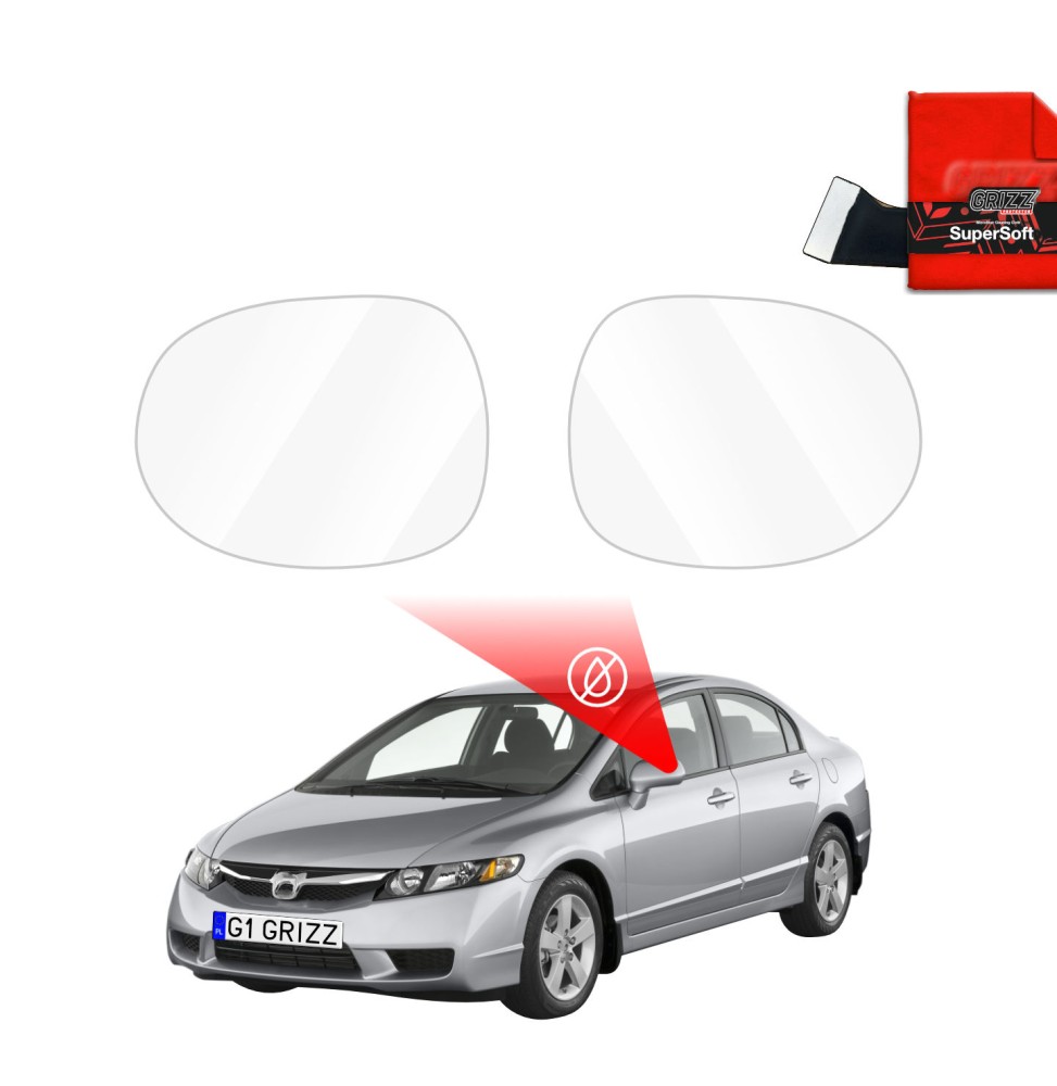 Hydrofil speilfolie Honda Civic VIII 2006 - 2011 │ Folie mot regn for sidespeil – ZeroDrop Antidugg-folie