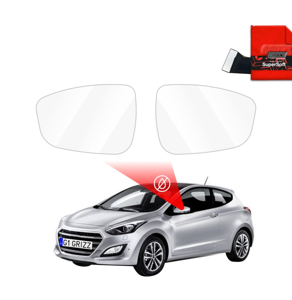 Hydrofil speilfolie Hyundai i30 2011 - 2015 │ Folie mot regn for sidespeil – ZeroDrop Antidugg-folie