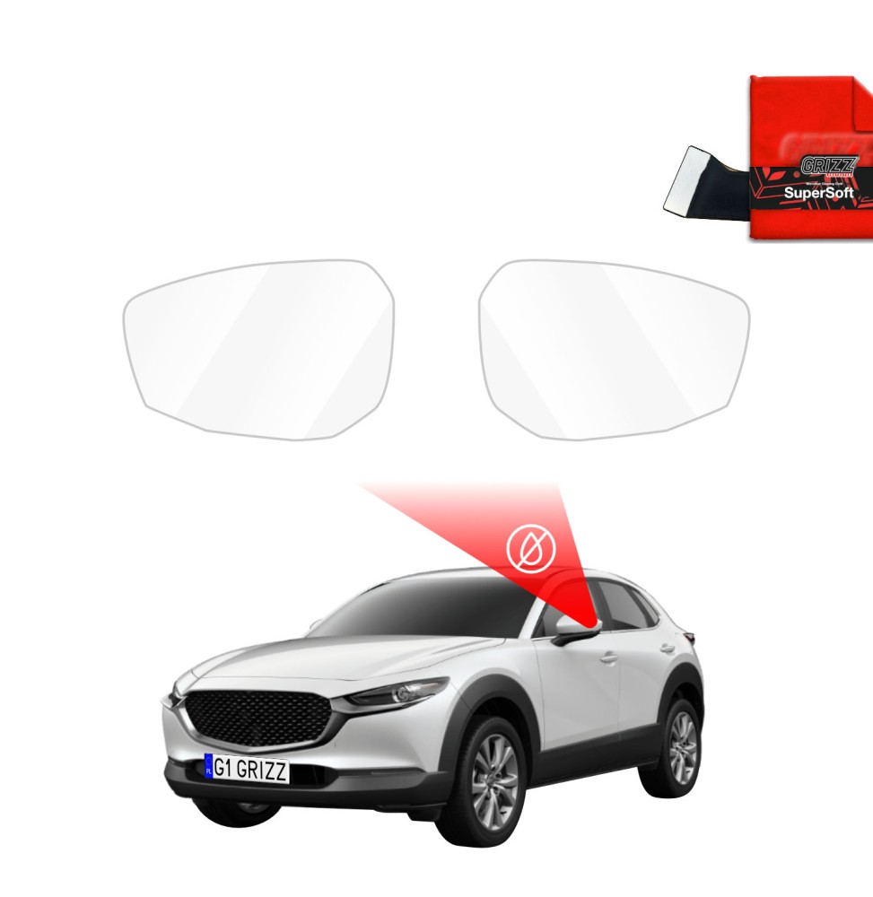 Hydrofil speilfolie Mazda CX-30 2019 - 2025 │ Folie mot regn for sidespeil – ZeroDrop Antidugg-folie
