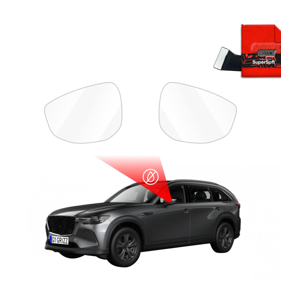 Hydrofil speilfolie Mazda CX-80 2023 - 2025 │ Folie mot regn for sidespeil – ZeroDrop Antidugg-folie