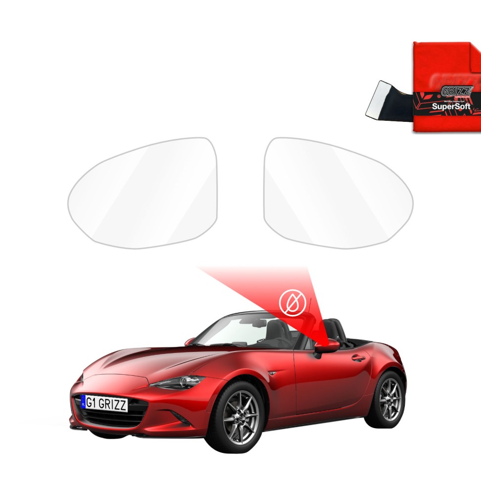 Hydrofil speilfolie Mazda MX-5 2019 - 2025 │ Folie mot regn for sidespeil – ZeroDrop Antidugg-folie