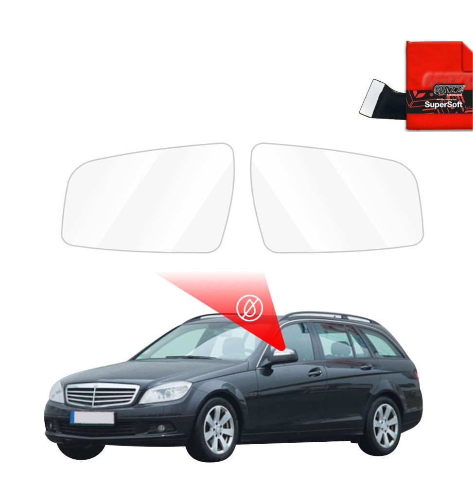 Hydrofil speilfolie Mercedes Benz C (S204) 2007 - 2011 │ Folie mot regn for sidespeil – ZeroDrop Antidugg-folie