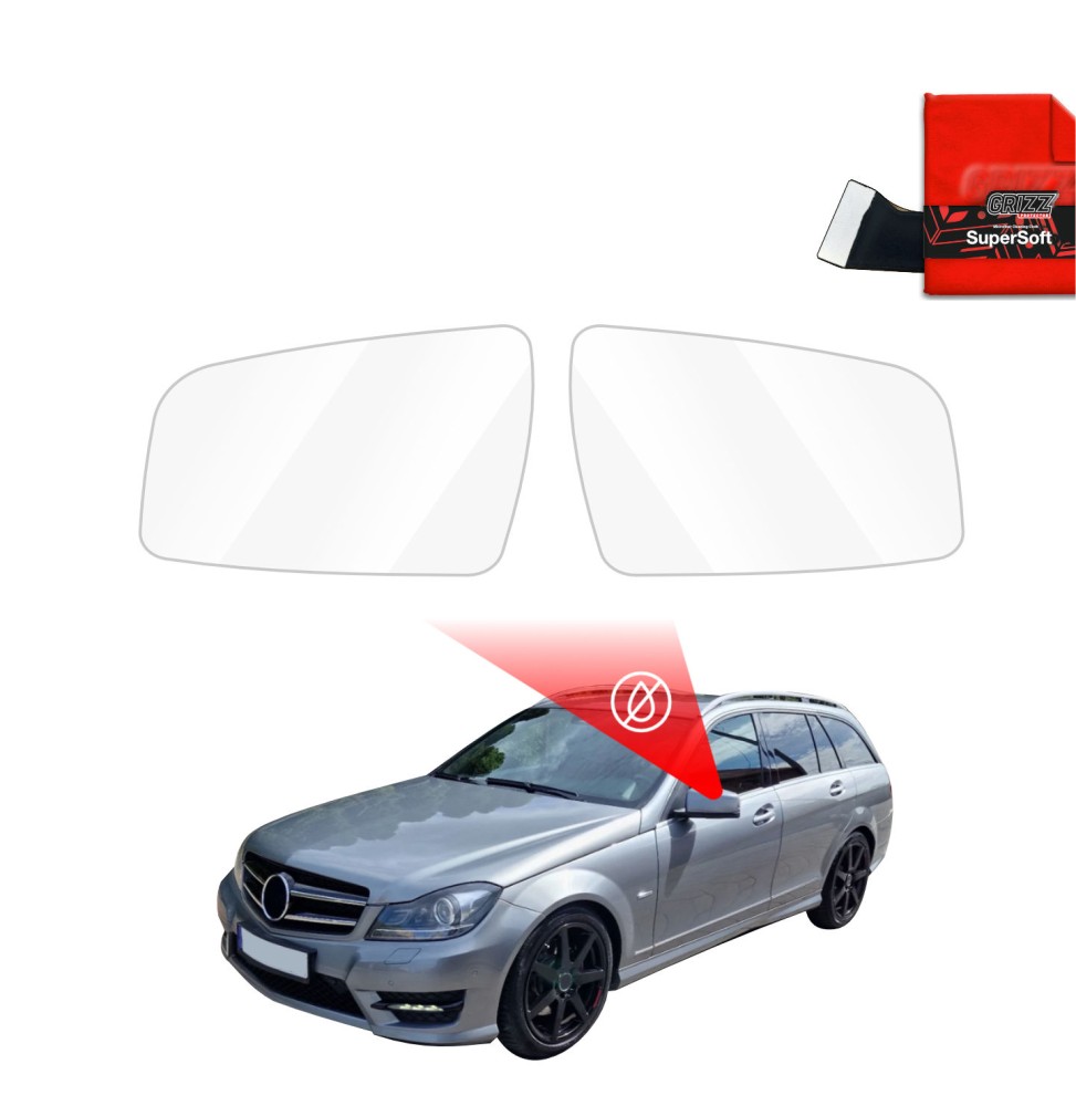 Hydrofil speilfolie Mercedes Benz C (S204) Facelift 2011 - 2014 │ Folie mot regn for sidespeil – ZeroDrop Antidugg-folie