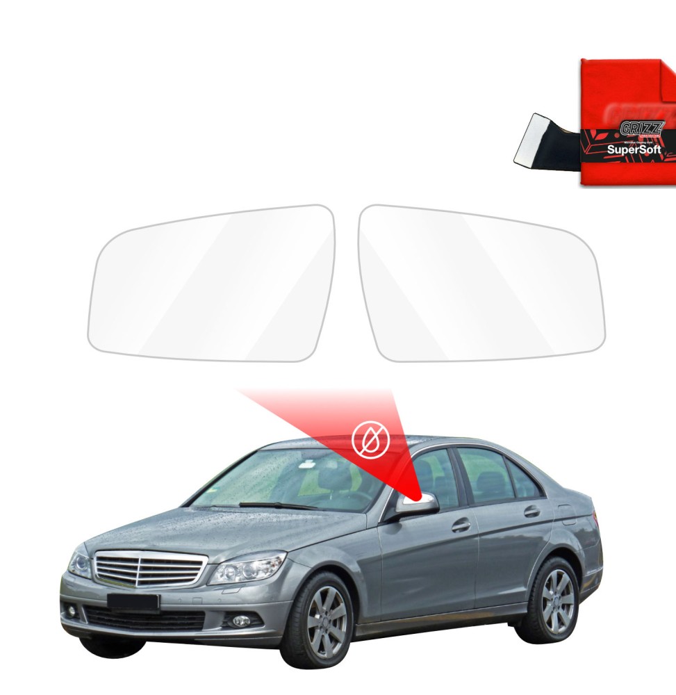 Hydrofil speilfolie Mercedes Benz C (W204) 2007 - 2011 │ Folie mot regn for sidespeil – ZeroDrop Antidugg-folie