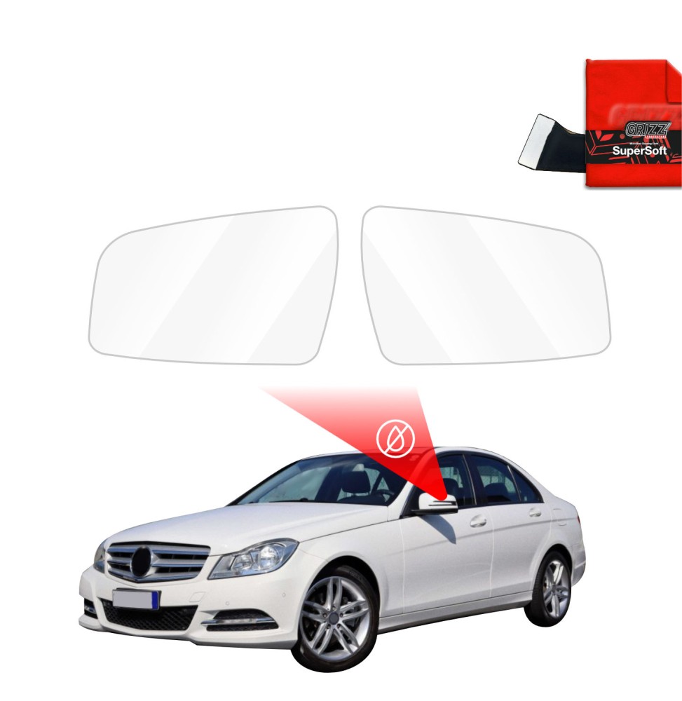 Hydrofil speilfolie Mercedes Benz C (W204) Facelift 2011 - 2014 │ Folie mot regn for sidespeil – ZeroDrop Antidugg-folie