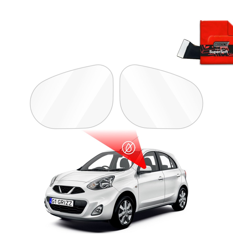 Hydrofil speilfolie Nissan Micra 2014 - 2016 │ Folie mot regn for sidespeil – ZeroDrop Antidugg-folie