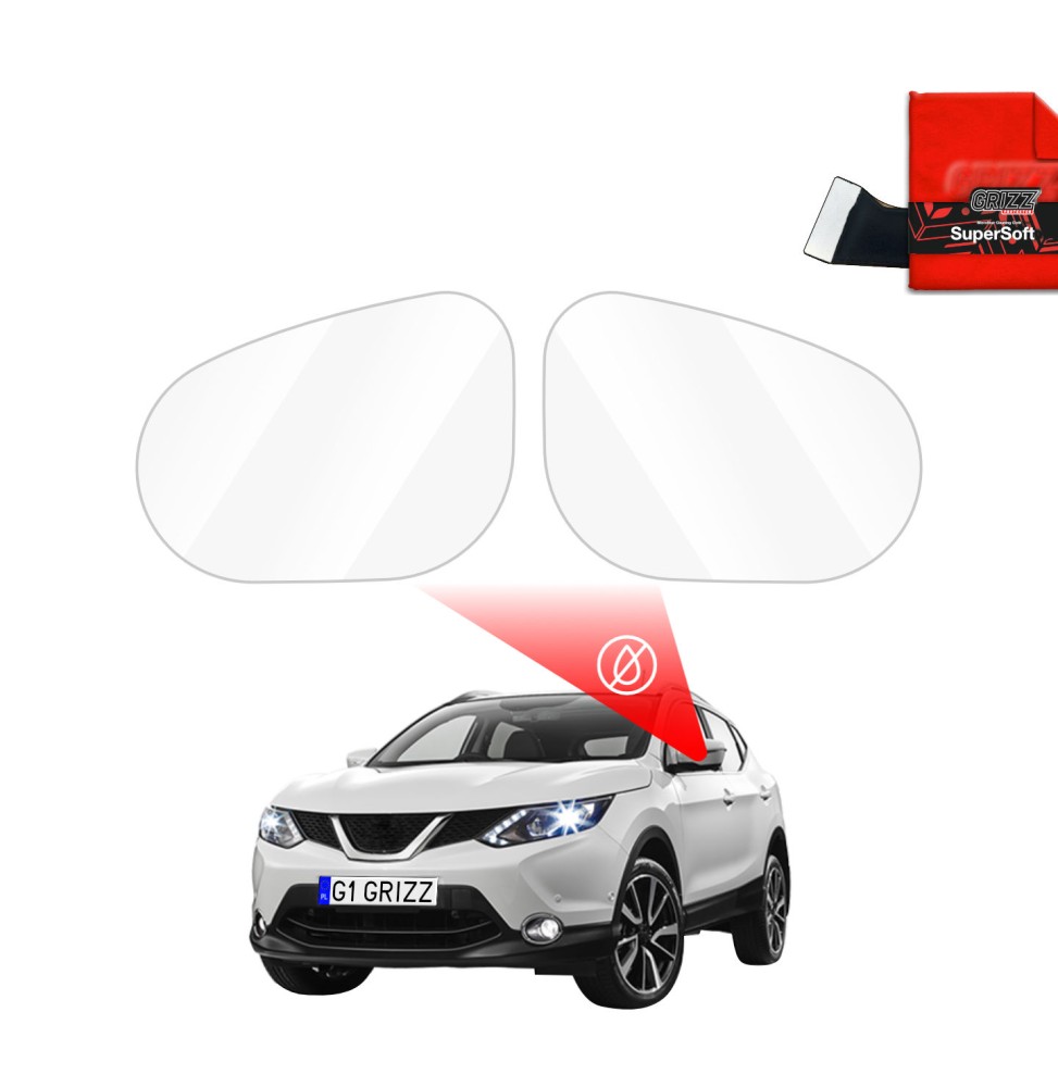 Hydrofil speilfolie Nissan Qashqai 2013 - 2017 │ Folie mot regn for sidespeil – ZeroDrop Antidugg-folie