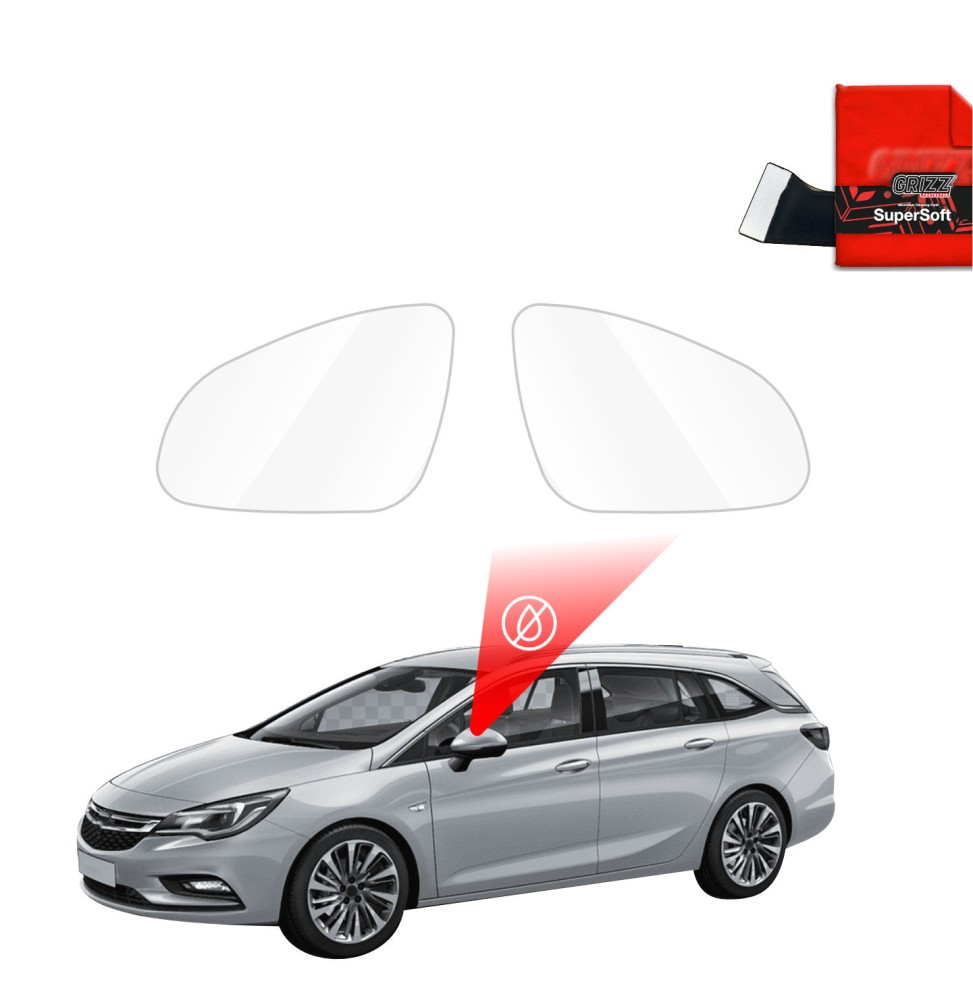 Hydrofil speilfolie Opel Astra J 5D 2009 - 2015│ Folie mot regn for sidespeil – ZeroDrop Antidugg-folie
