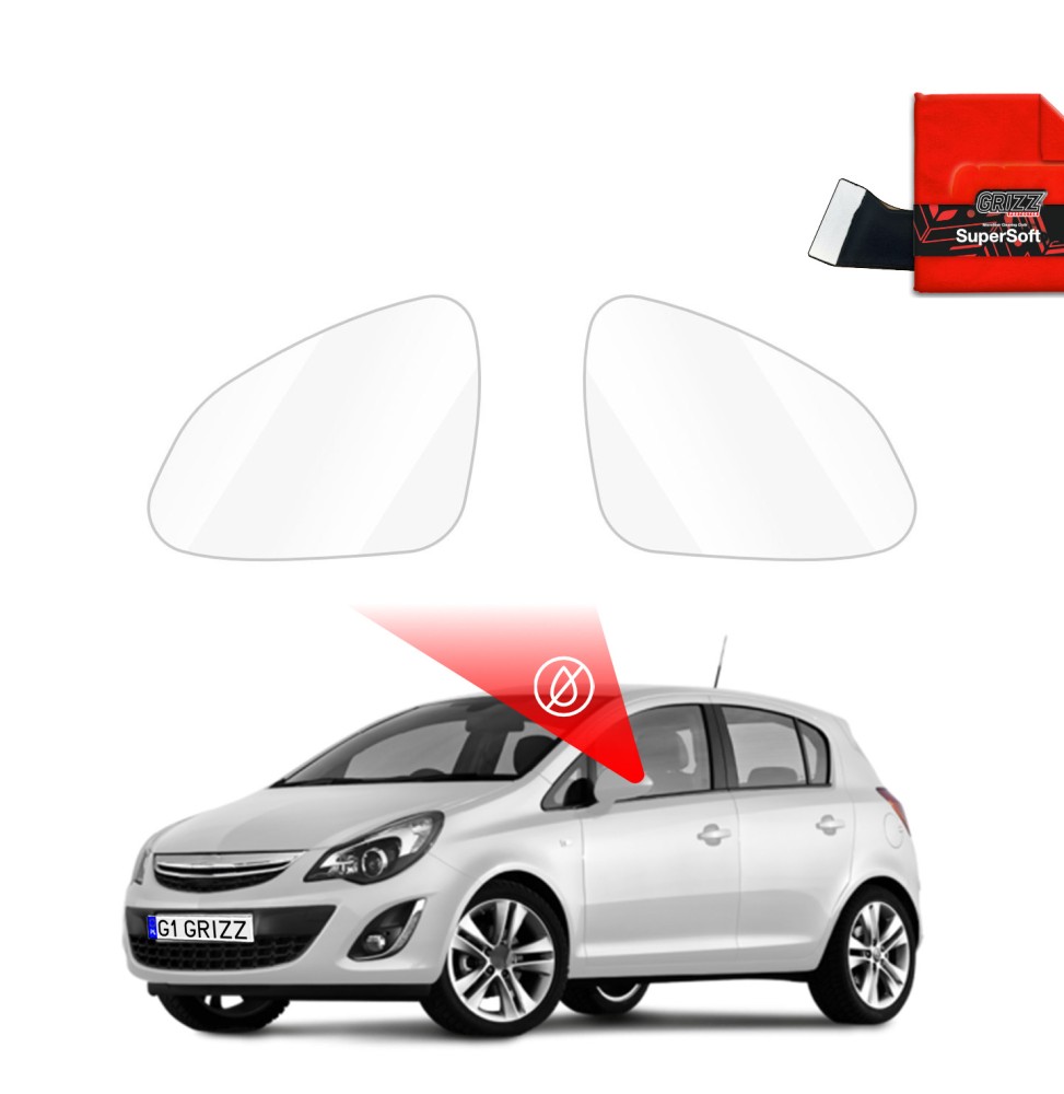 Hydrofil speilfolie Opel Corsa D 2006 - 2014 │ Folie mot regn for sidespeil – ZeroDrop Antidugg-folie
