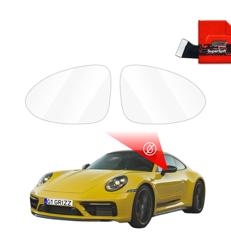 Hydrofil speilfolie Porsche 911 (992) 2024 - 2025 │ Folie mot regn for sidespeil – ZeroDrop Antidugg-folie