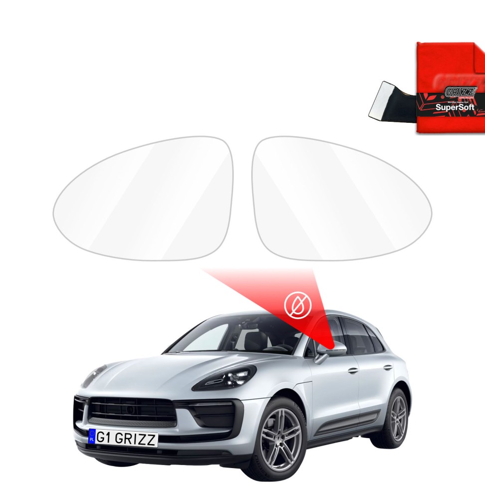 Hydrofil speilfolie Porshe Macan 2024 - 2025 │ Folie mot regn for sidespeil – ZeroDrop Antidugg-folie