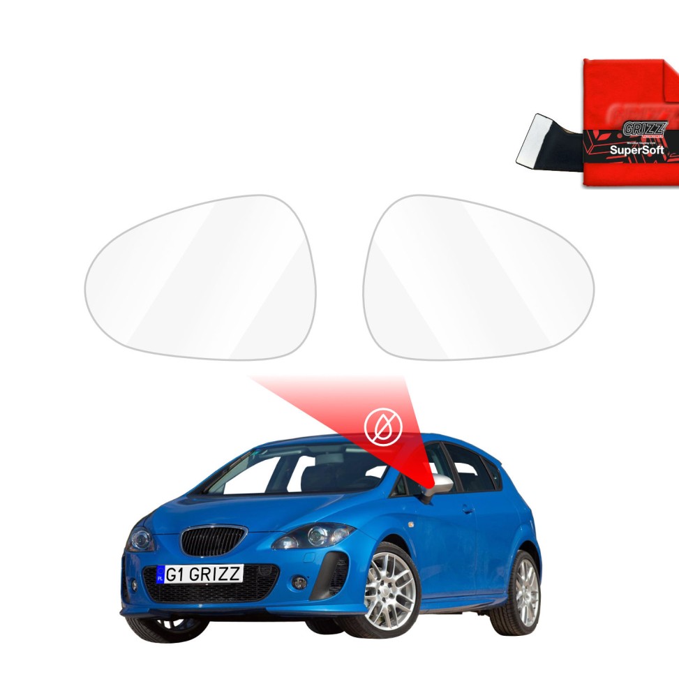 Hydrofil speilfolie Seat Leon 2009 - 2020 │ Folie mot regn for sidespeil – ZeroDrop Antidugg-folie