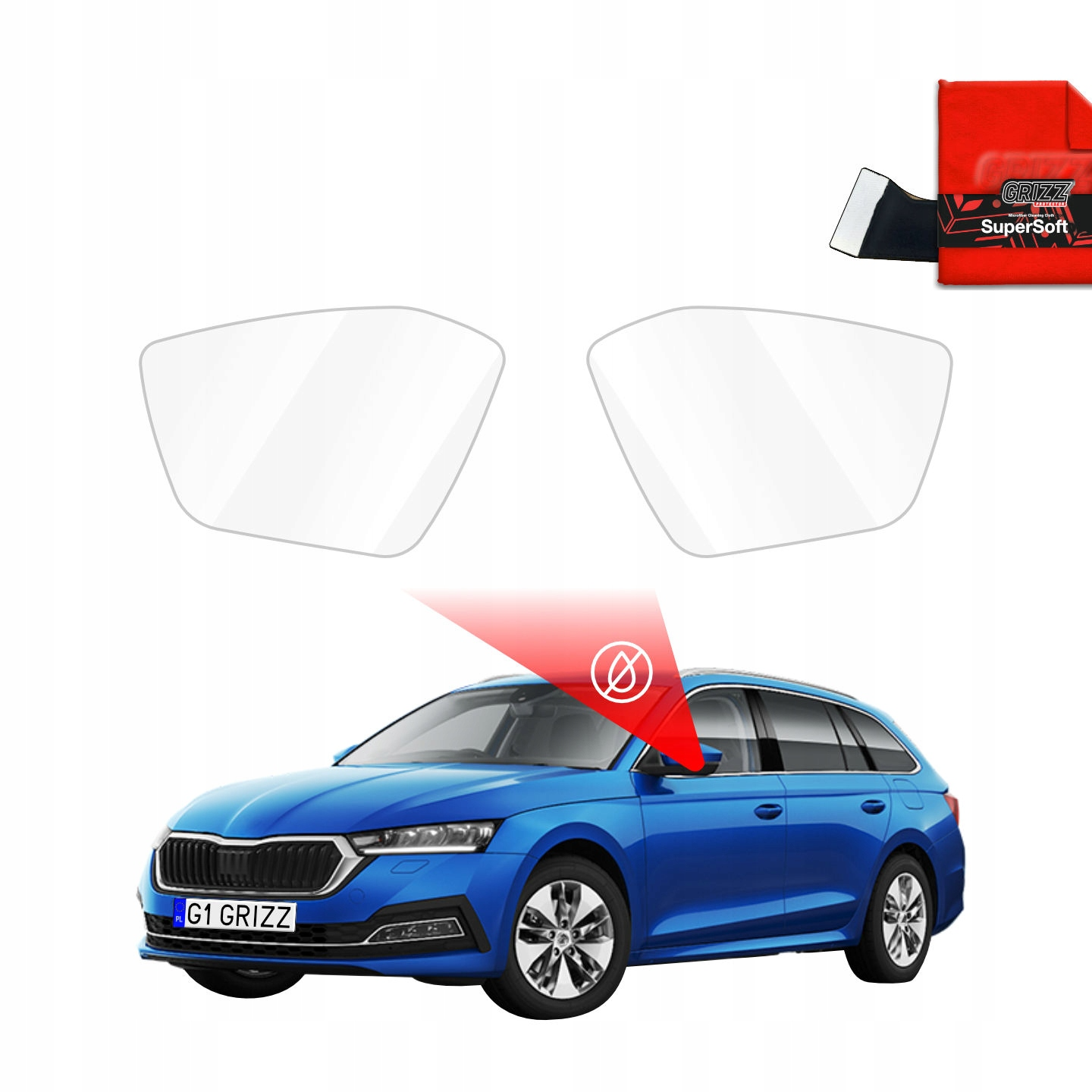 Hydrofil speilfolie Skoda Octavia IV 2019 -> │ Folie mot regn for sidespeil – ZeroDrop Antidugg-folie