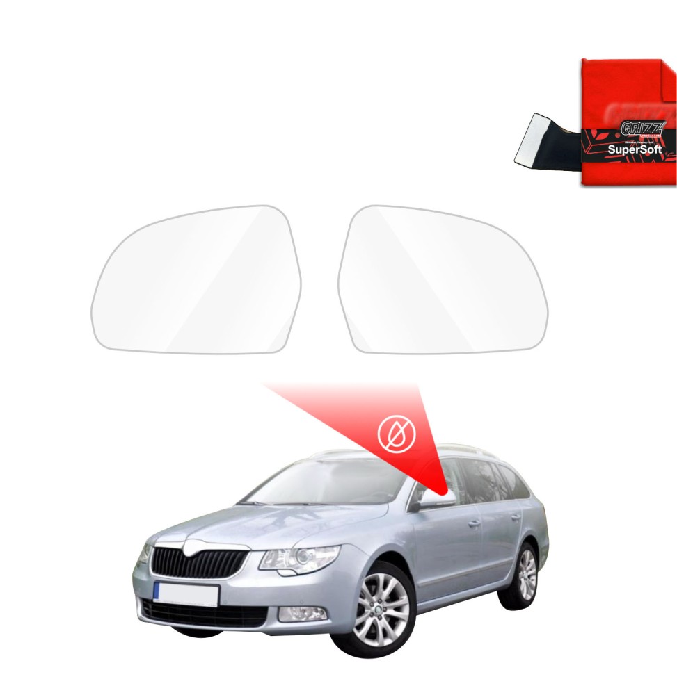 Hydrofil speilfolie Skoda Superb II 2008 - 2013 │ Folie mot regn for sidespeil – ZeroDrop Antidugg-folie