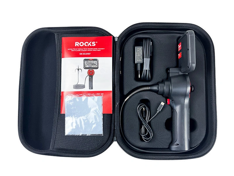 Inspeksjonskamera 4 WAY 360 med bevegelig kamerahode 3,9 mm x 1 m, Li-po 3,7V ROOKS OK-03.0107 – bilde 10