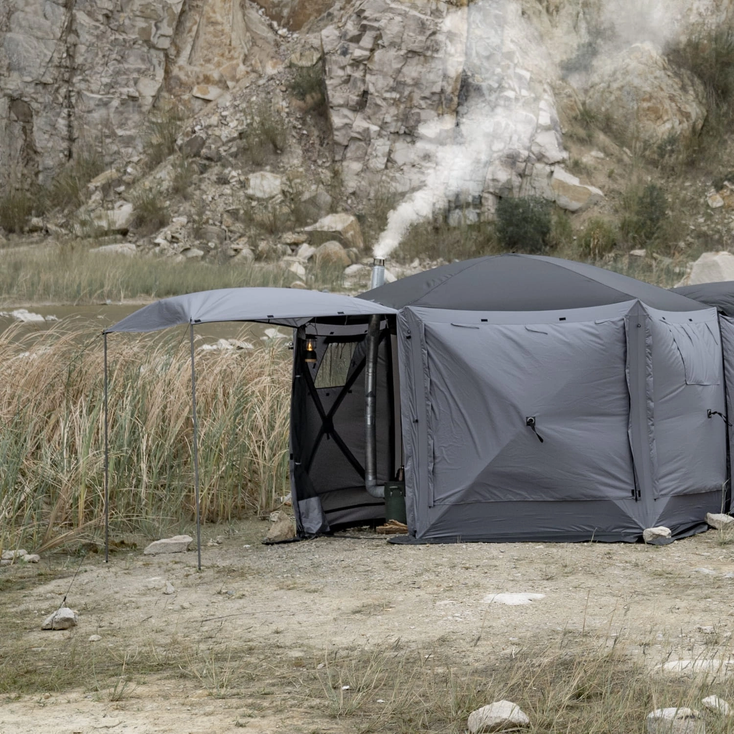 Jurte Wild Land Hex 600 Lux - sekskantet skjermtelt 6-10 personer - Grå - Svart – bilde 2