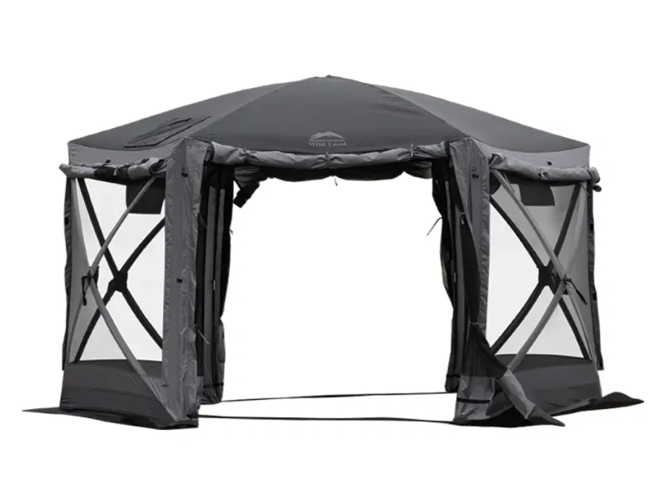 Jurte Wild Land Hex 600 Lux - sekskantet skjermtelt 6-10 personer - Grå - Svart – bilde 4