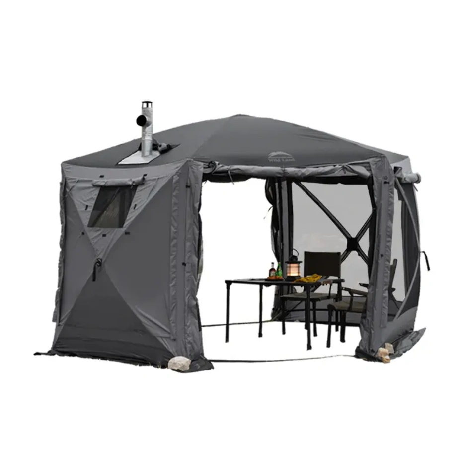 Jurte Wild Land Hex 600 Lux - sekskantet skjermtelt 6-10 personer - Grå - Svart – bilde 5
