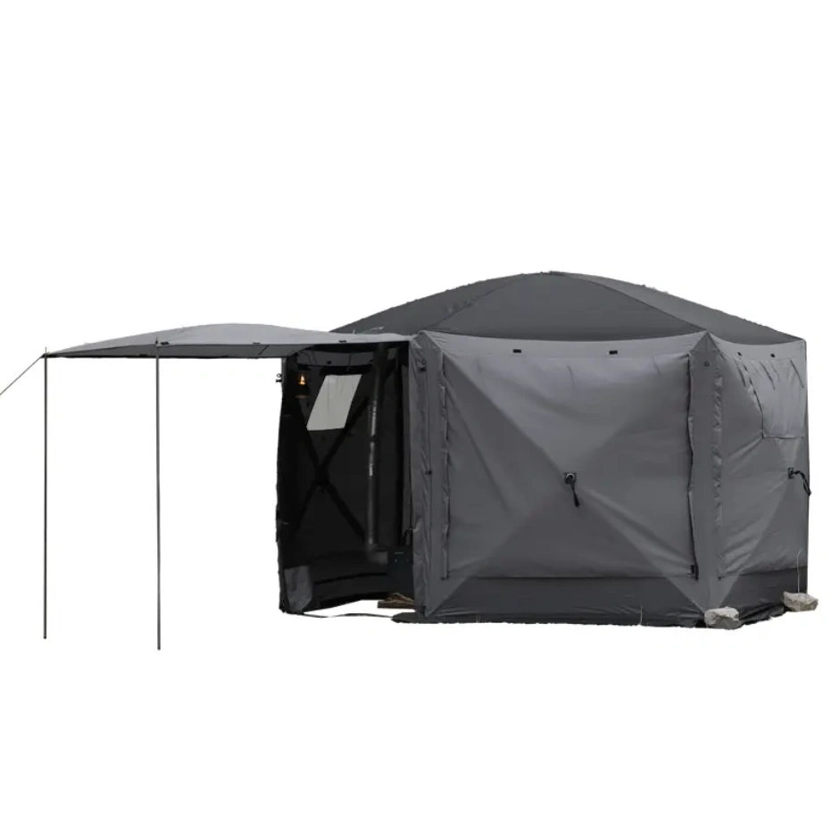 Jurte Wild Land Hex 600 Lux - sekskantet skjermtelt 6-10 personer - Grå - Svart – bilde 6