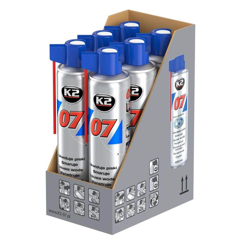 K2 07 – multifunksjonsspray til smøring, rengjøring og rustbeskyttelse 400 ml – bilde 6