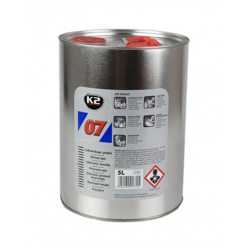 K2 07 – multifunksjonsspray til smøring, rengjøring og rustbeskyttelse 5 l
