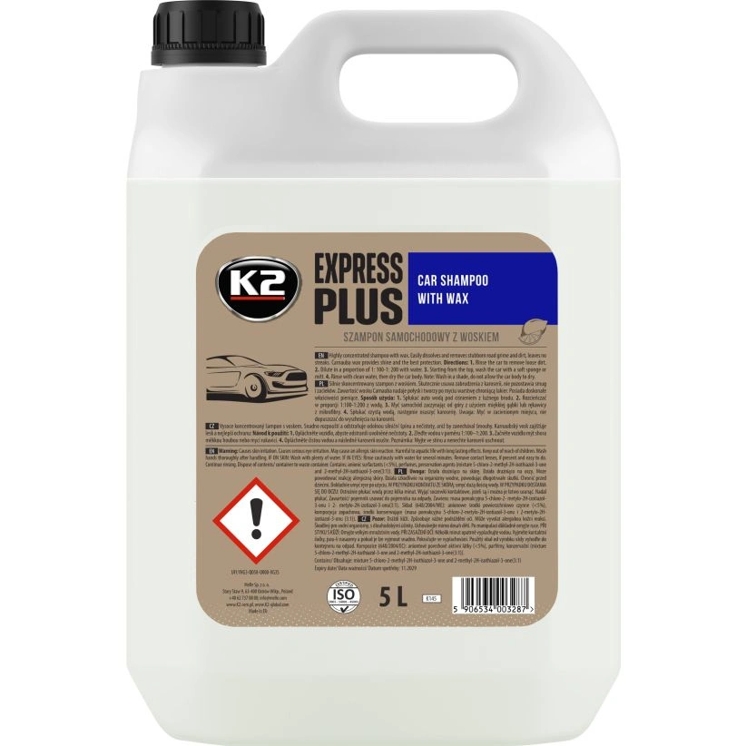 K2 Express Plus – bilshampo med Carnauba-voks 5L