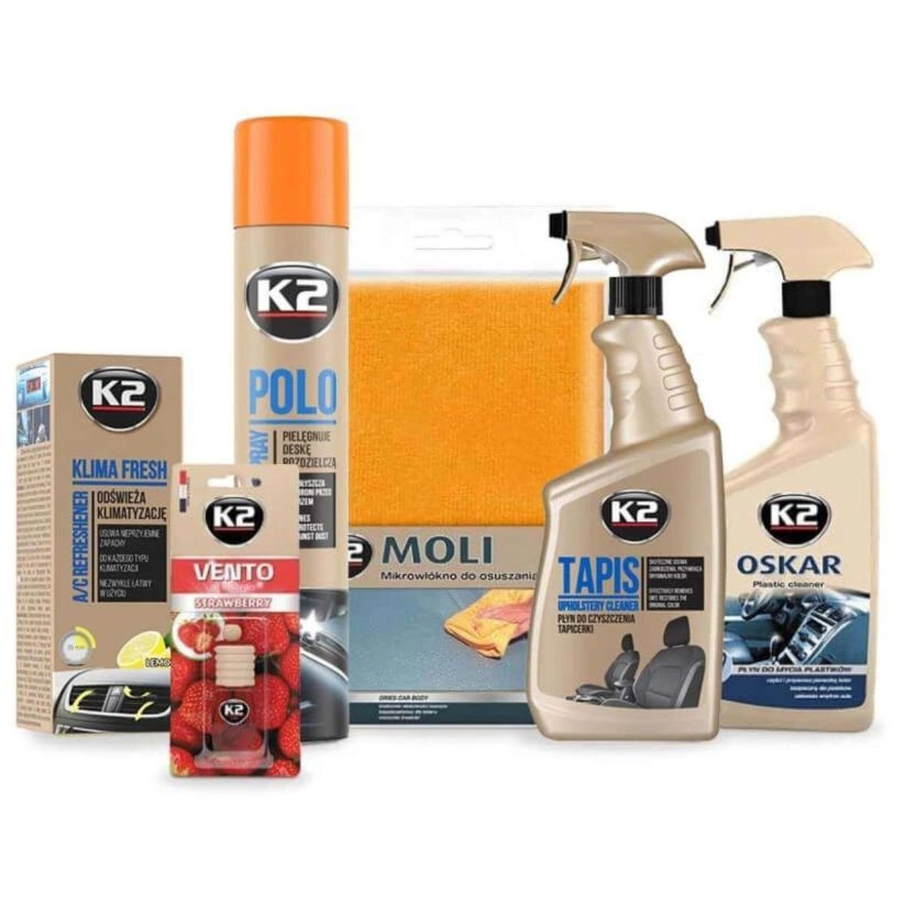 K2 Interio – Grunnsett for bilinteriør │ Premium Interiør Pleie & Rens - 6-deler Image 1