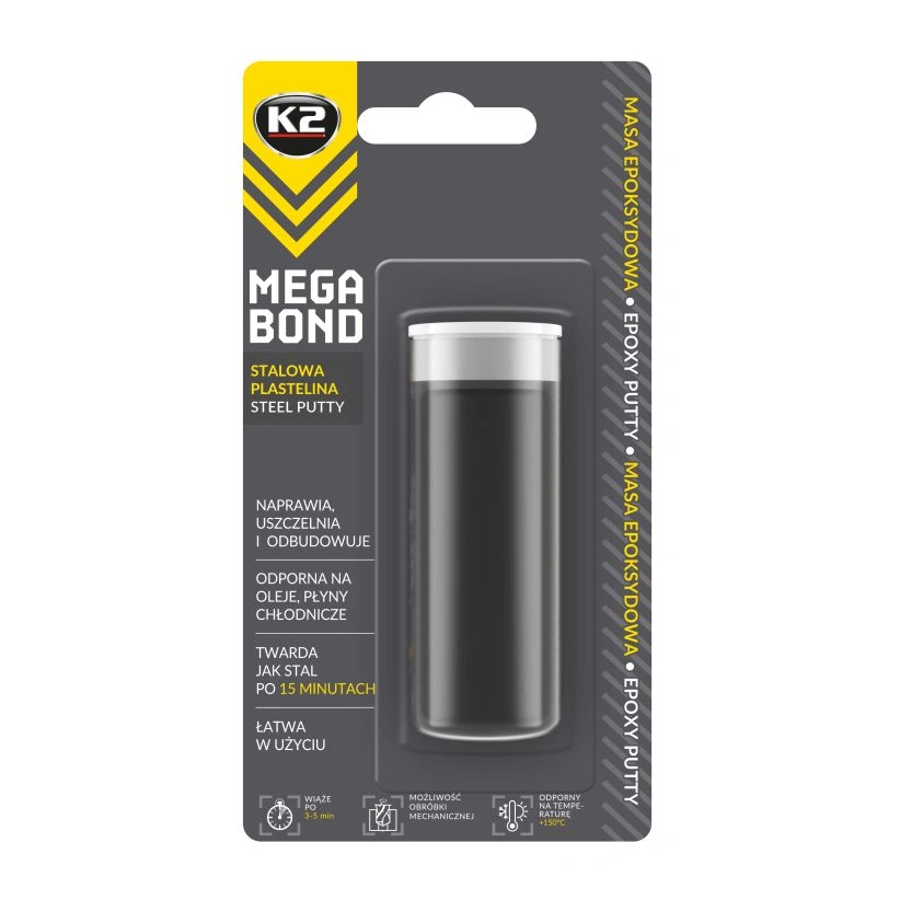 K2 Mega Bond – stålbasert epoksy reparasjonsplastelin 57 g