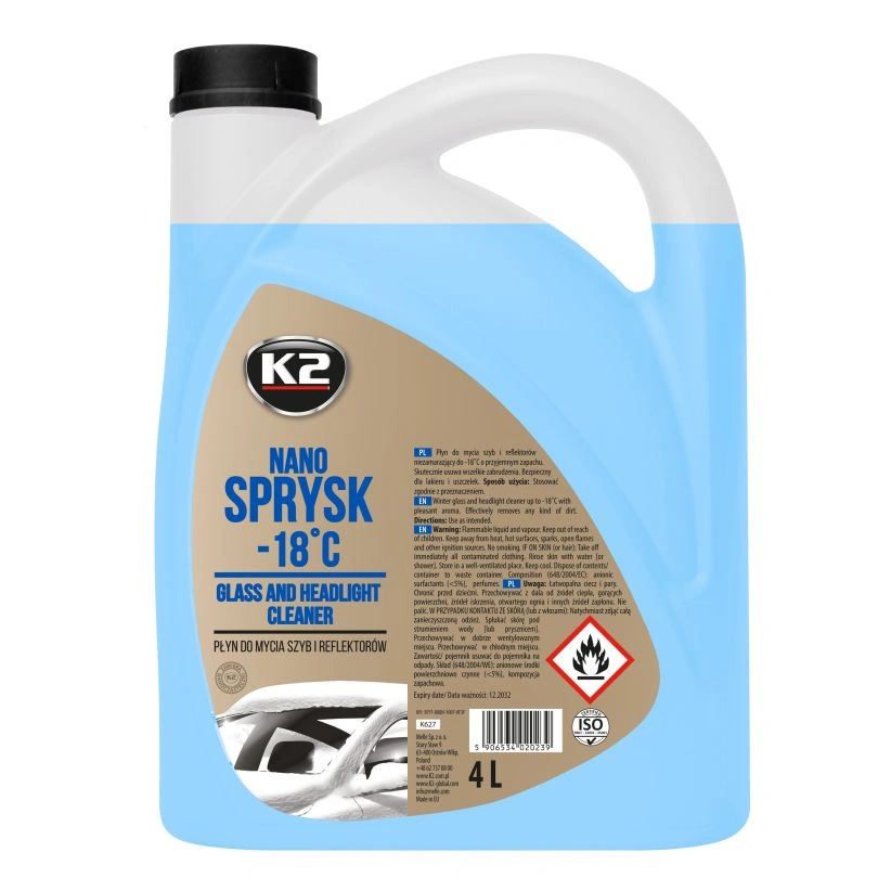 K2 Nano Sprysk -18°C vinterspylervæske til vinduer og frontlykter - 4L