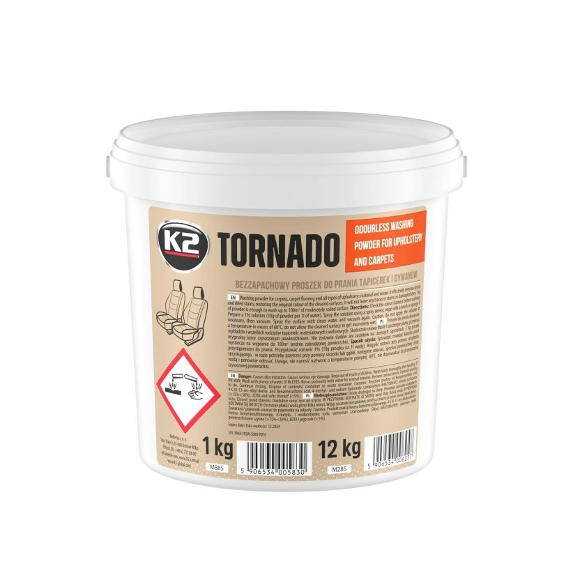 K2 Tornado Plus – vaskepulver for tekstil- og bilinteriør 1 kg