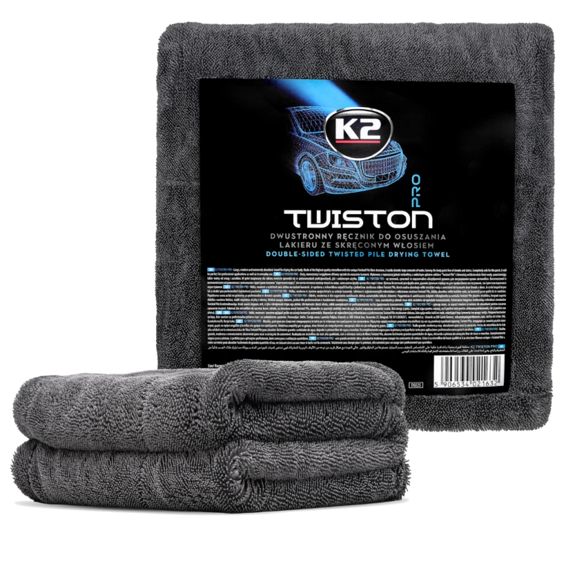 K2 Twiston Pro – tosidig tørkehåndkle med twisted pile mikrofiber 60x90 cm
