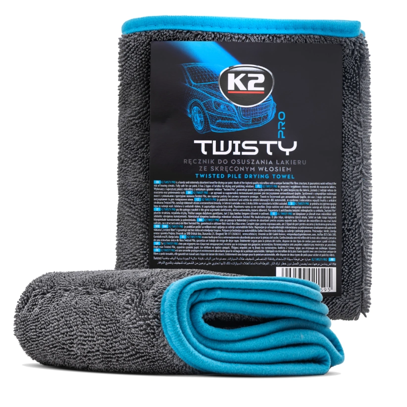 K2 Twisty Pro – tørkehåndkle med twisted pile mikrofiber 40x60 cm