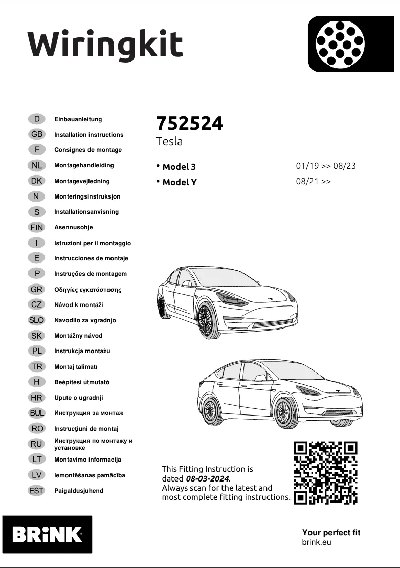 Kabelsett 13 pol Tesla Model 3 / Model Y │ Genuine® Brink Towbar electric kit Image 2