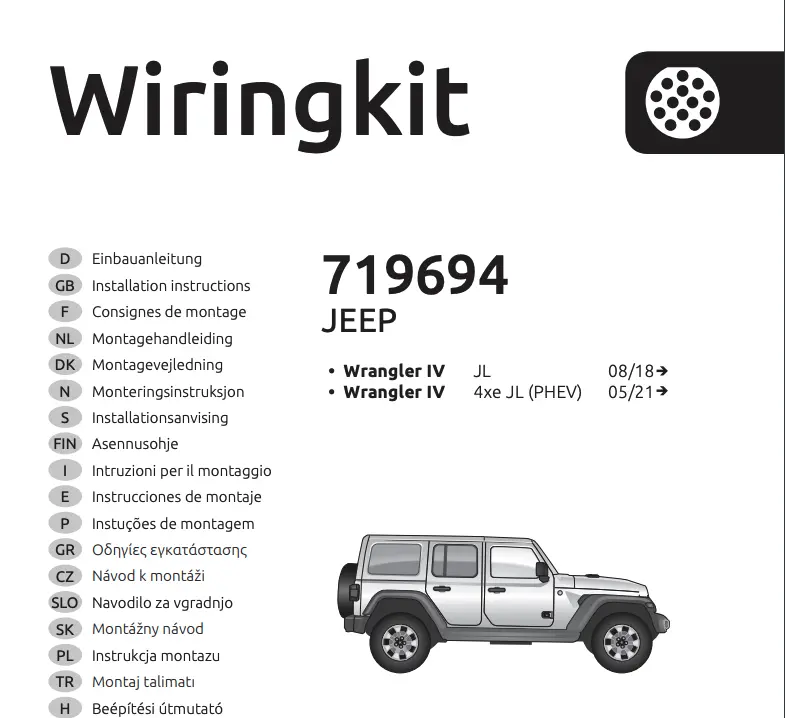 Kabelsett 13 pol tilhengerfeste Jeep Wrangler JL 2017->  – bilde 2