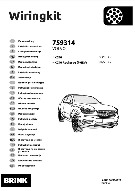 Kabelsett 13 pol tilhengerfeste Volvo XC40 2017 -> / Volvo XC40 Recharge 2020 -> / Volvo S90 II / V90 II / XC60 II / XC90 II Image 14