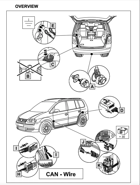 Kabelsett 13 pol tilhengerfeste VW Touran I 2003 - 2015 Image 3