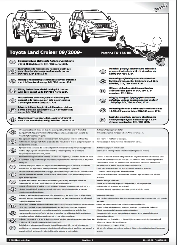 Kabelsett 7 pol tilhengerfeste Toyota Land Cruiser J150 2009 - 2024 – bilde 2