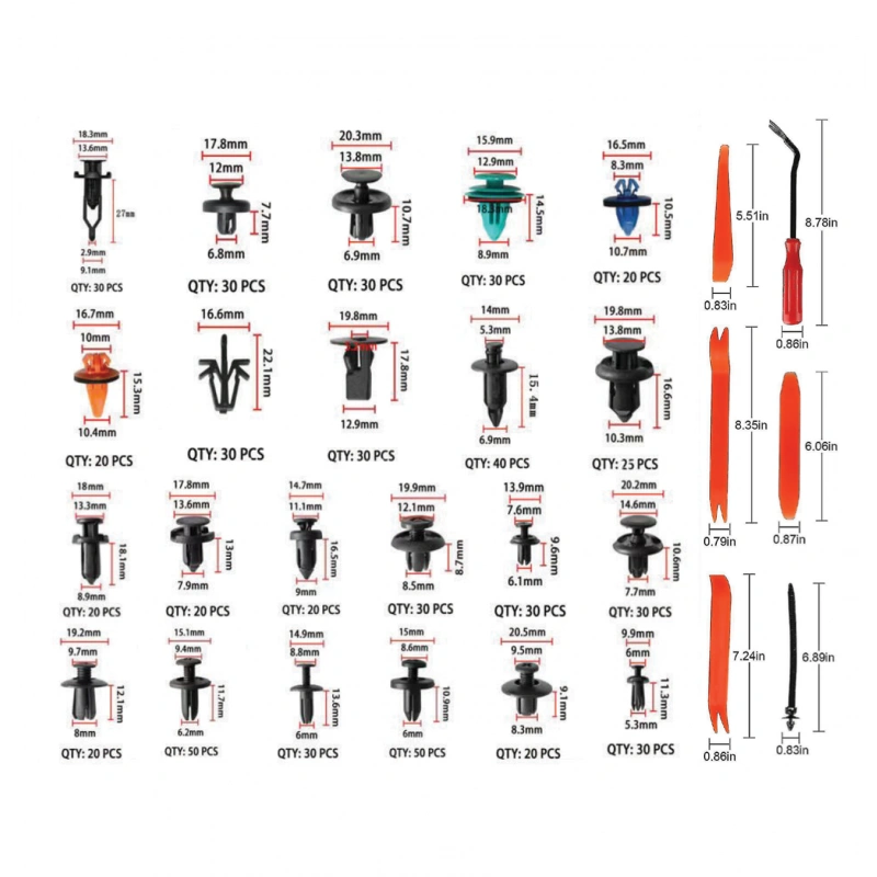 Karosseriklips Universal med Demonteringsverktøy │ Klips til karosseri, festedeler, interiørklips og plastskruer  - sett 635 stk. Image 10
