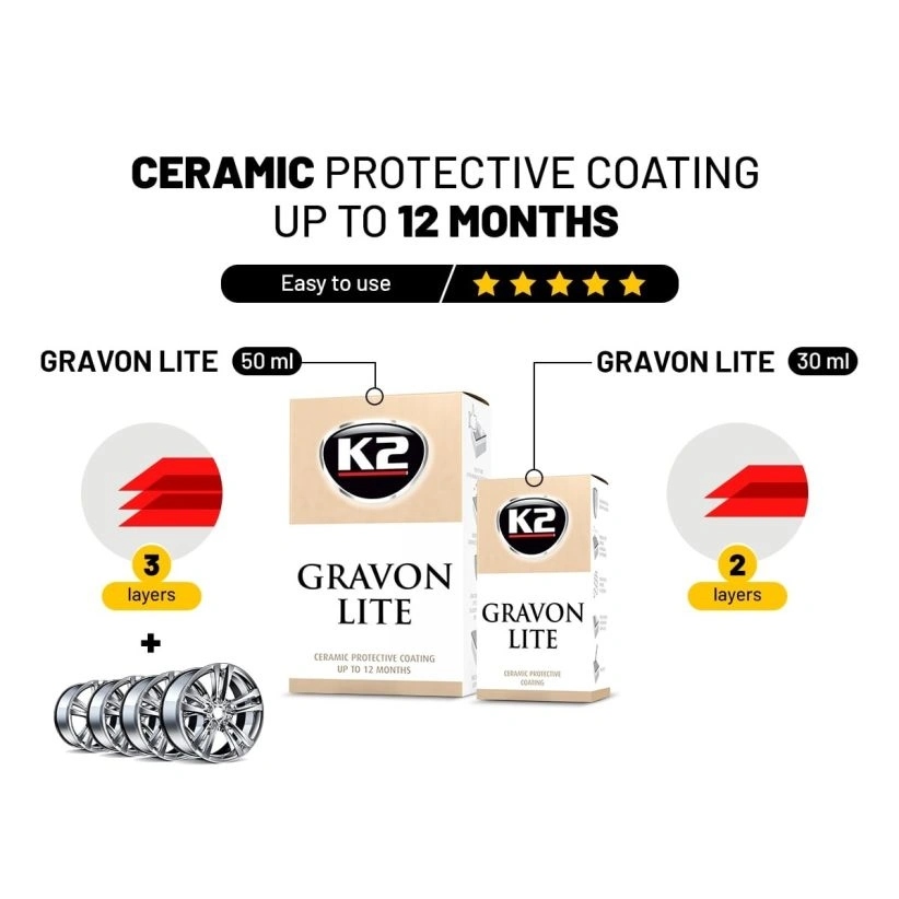 Keramisk lakkforsegling K2 Gravon Lite Keramisk lakkbeskyttelse - 50 ml – bilde 5