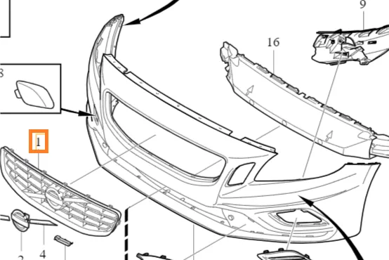 Kjølergrill R-Design Volvo Genuine® S60 V60 2011-2013