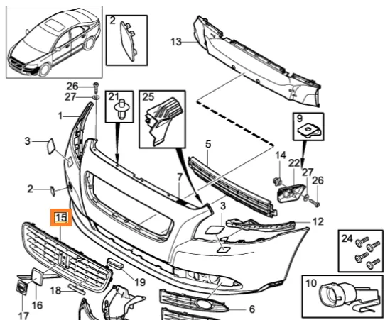 Kjølergrill Volvo Genuine® S40/V50 2008-2012 │ OE 31290536