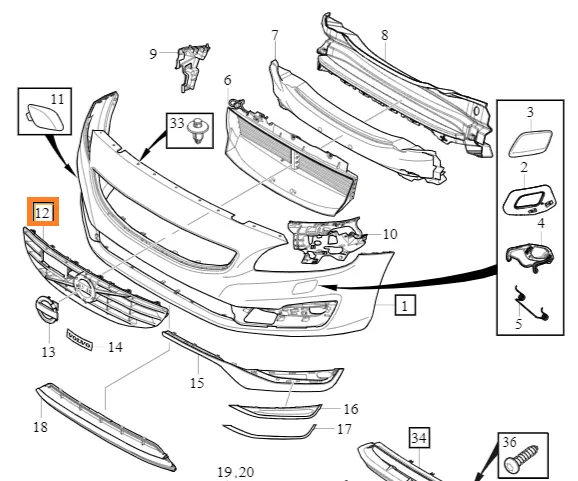 Kjølergrill Volvo Genuine® S60/V60 2014-2018 │ OE 31383750